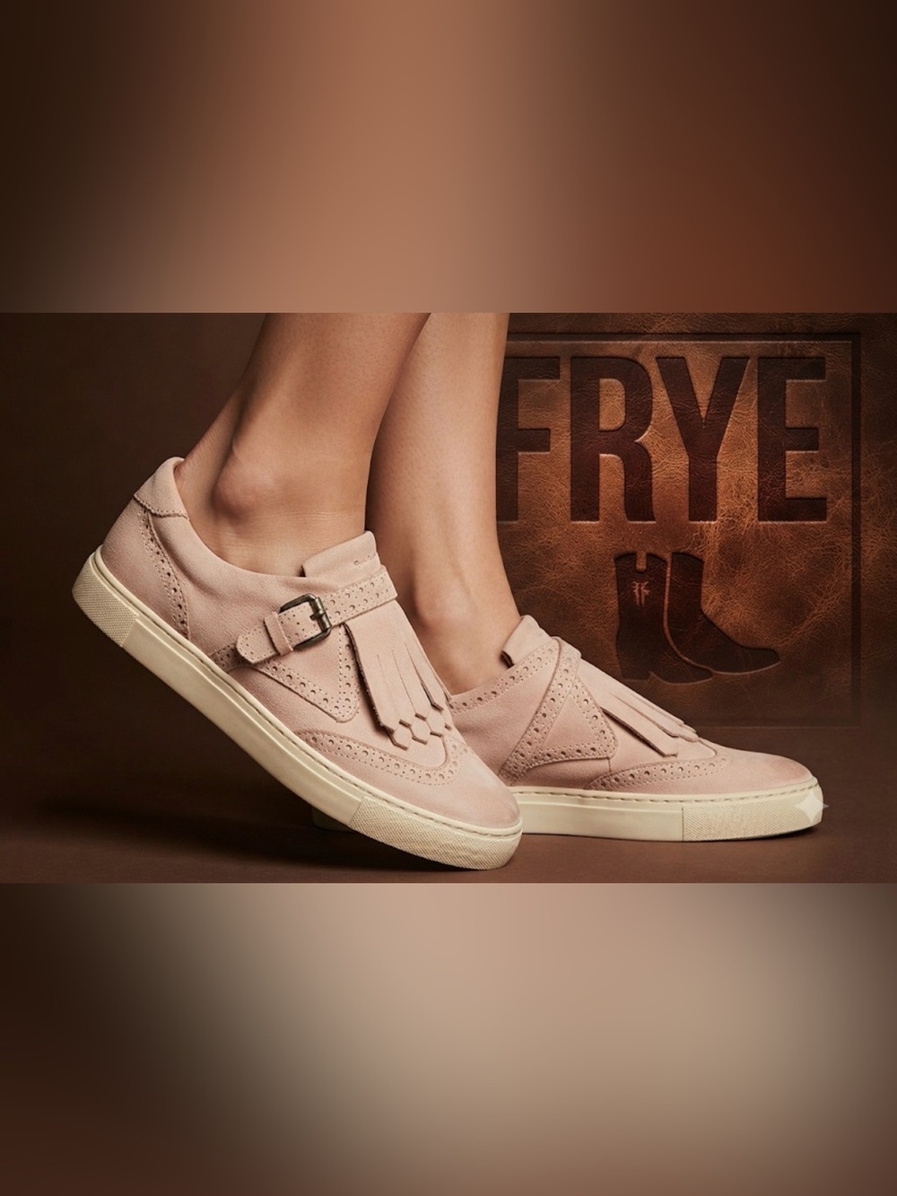 Authentic Frye designer pink suede leather flats shoes sneakers Sz 9.5